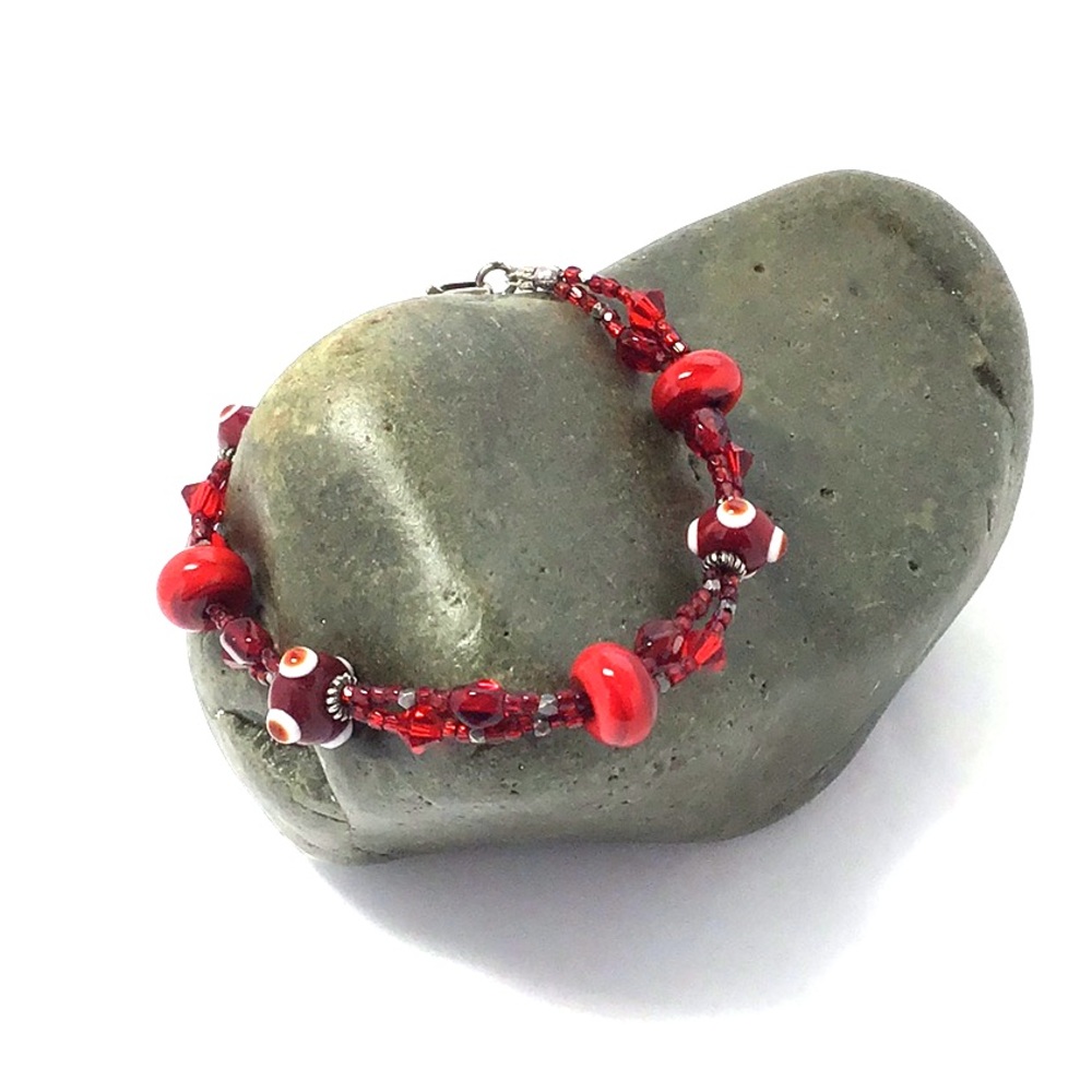 Sterling silver and glass bead bracelet